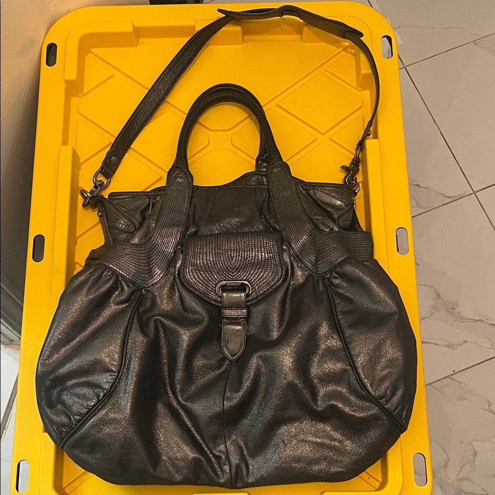 Botkier - Pewter Glistening Glittery Shiny Black Shoulder Bag